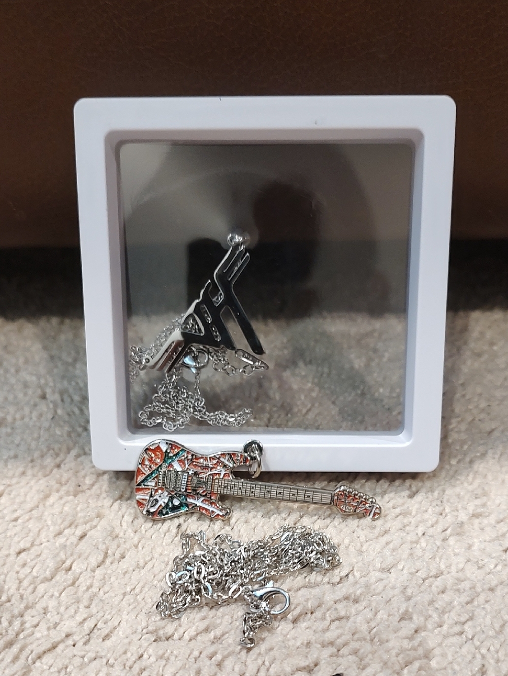 Lot of 2 VAN HALEN VH Frankenstein Guitar & VH Logo Necklaces  NEW